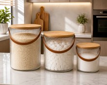 سطل شیار دار ۳ لیتری درب چوبی لیمون